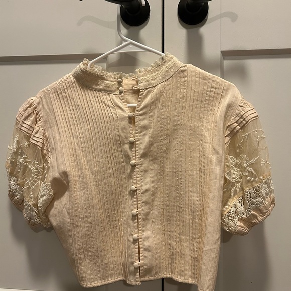 LoveShackFancy Tops - Cream Lace Button-Up Blouse Love Shack